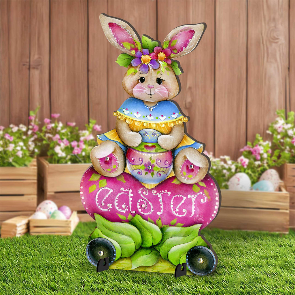 Handcrafted Easter Yard Decor - Easter Bunny Outdoor Decoration by Jamie Mills-Price - Rustic Spring Decor - 8652826F-MP