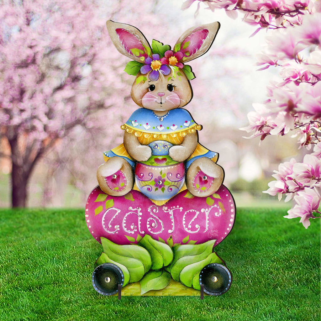 Handcrafted Easter Yard Decor - Easter Bunny Outdoor Decoration by Jamie Mills-Price - Rustic Spring Decor - 8652826F-MP