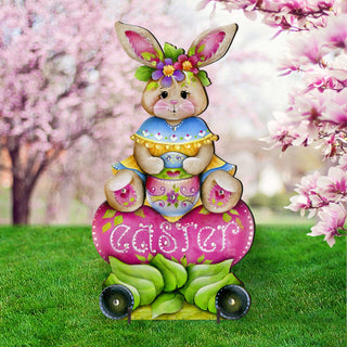 Handcrafted Easter Yard Decor - Easter Bunny Outdoor Decoration by Jamie Mills-Price - Rustic Spring Decor - 8652826F-MP