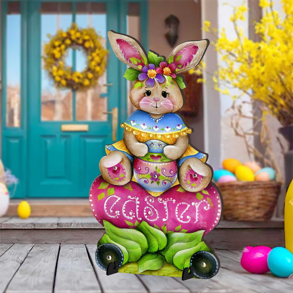 Handcrafted Easter Yard Decor - Easter Bunny Outdoor Decoration by Jamie Mills-Price - Rustic Spring Decor - 8652826F-MP