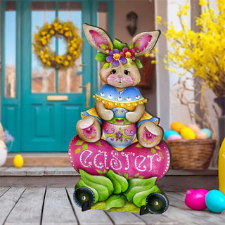 Handcrafted Easter Yard Decor - Easter Bunny Outdoor Decoration by Jamie Mills-Price - Rustic Spring Decor - 8652826F-MP