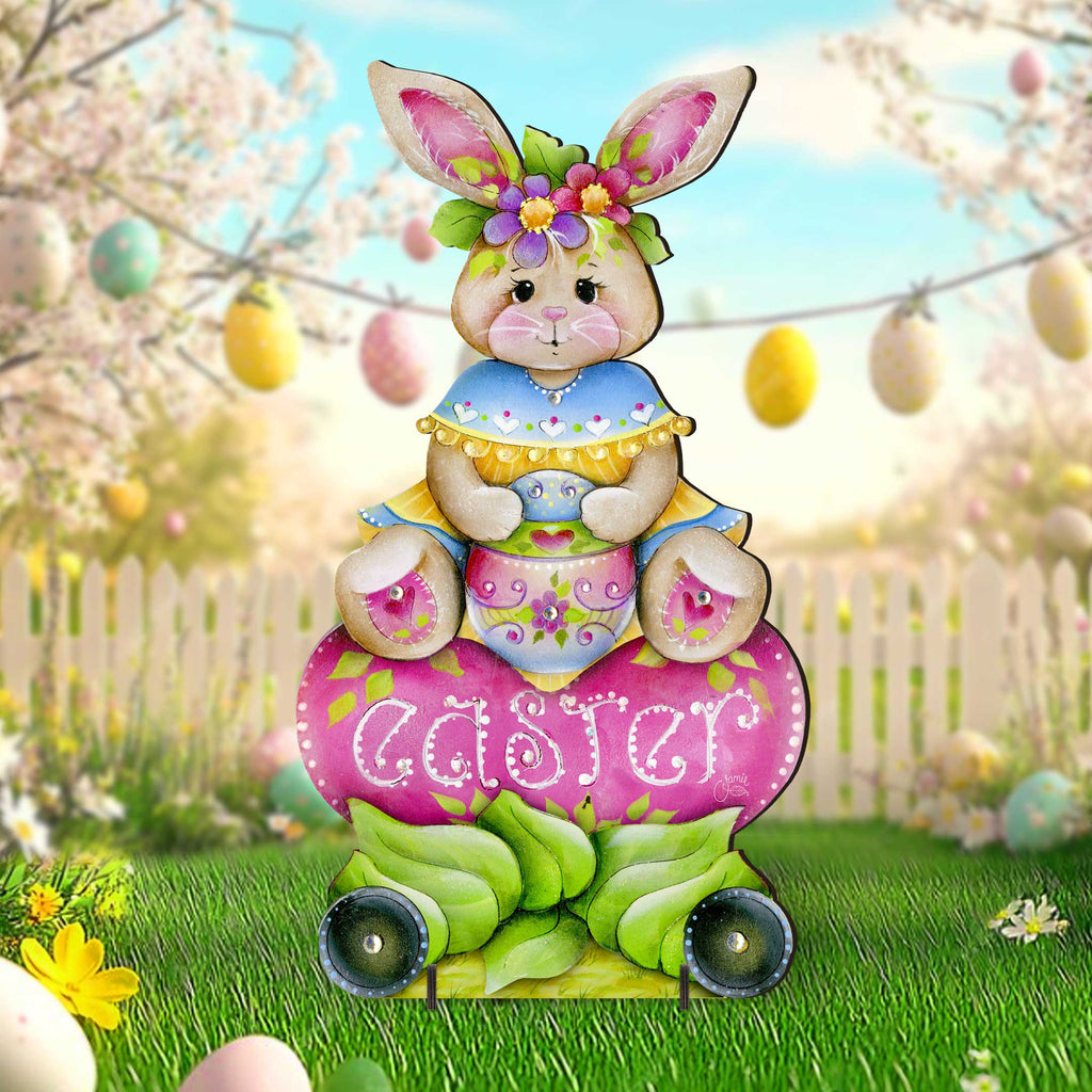 Handcrafted Easter Yard Decor - Easter Bunny Outdoor Decoration by Jamie Mills-Price - Rustic Spring Decor - 8652826F-MP