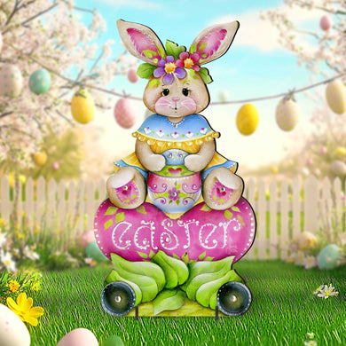 Handcrafted Easter Yard Decor - Easter Bunny Outdoor Decoration by Jamie Mills-Price - Rustic Spring Decor - 8652826F-MP