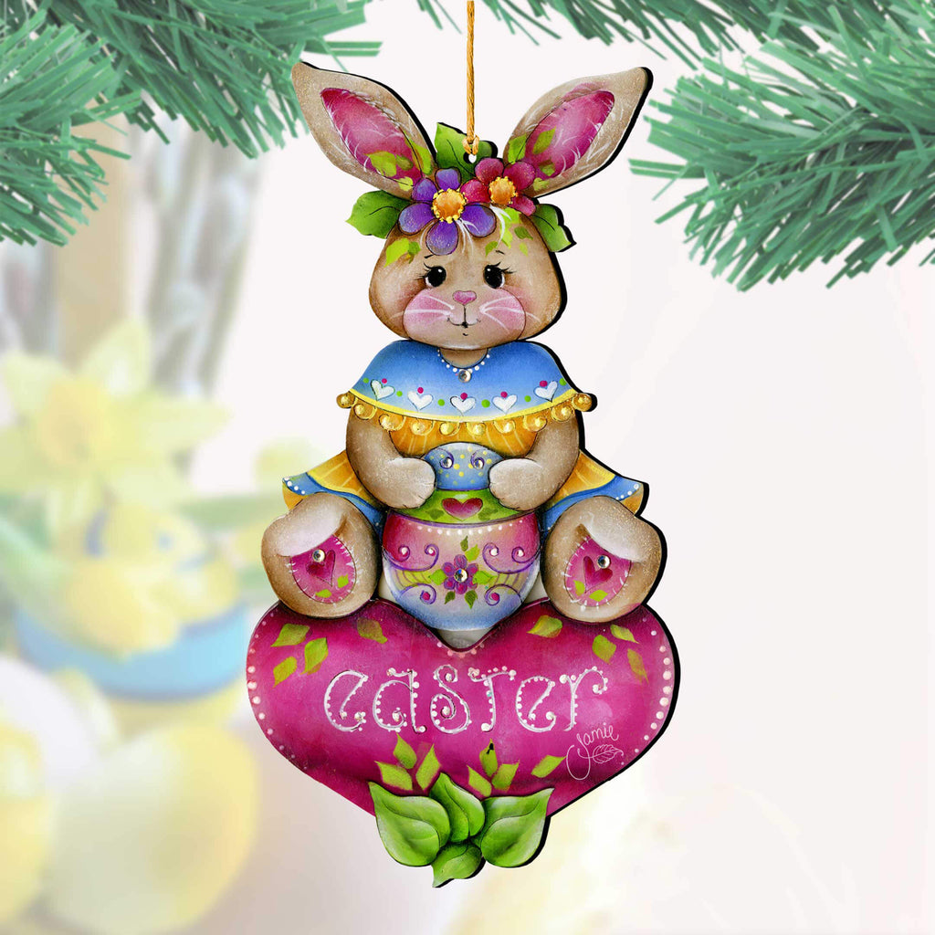 Easter Bunny Wooden Ornaments - Handcrafted Easter Decor - Bunny Art by Jamie Mills-Price - 8652826