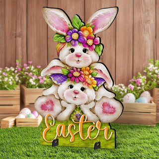 Easter Bunny Outdoor Decoration - Handcrafted Spring Yard Decor by Jamie Mills-Price - Rustic Bunny Art - 8652828F-MP