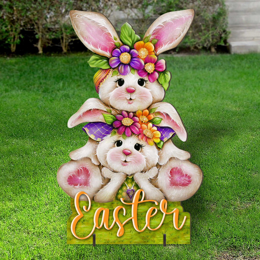 Easter Bunny Outdoor Decoration - Handcrafted Spring Yard Decor by Jamie Mills-Price - Rustic Bunny Art - 8652828F-MP