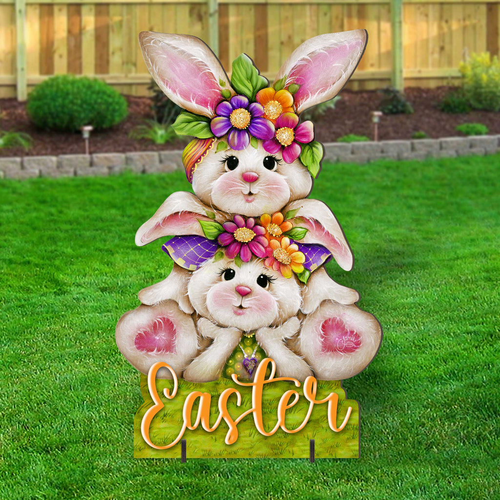 Easter Bunny Outdoor Decoration - Handcrafted Spring Yard Decor by Jamie Mills-Price - Rustic Bunny Art - 8652828F-MP