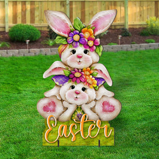 Easter Bunny Outdoor Decoration - Handcrafted Spring Yard Decor by Jamie Mills-Price - Rustic Bunny Art - 8652828F-MP