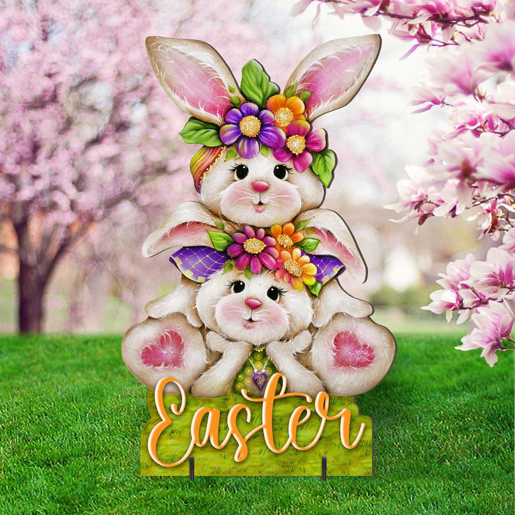 Easter Bunny Outdoor Decoration - Handcrafted Spring Yard Decor by Jamie Mills-Price - Rustic Bunny Art - 8652828F-MP