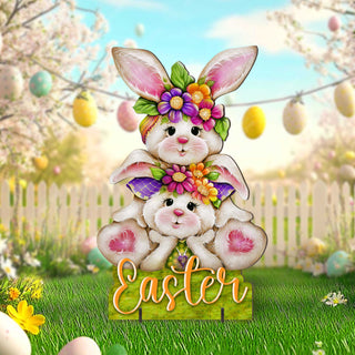 Easter Bunny Outdoor Decoration - Handcrafted Spring Yard Decor by Jamie Mills-Price - Rustic Bunny Art - 8652828F-MP