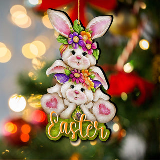 Handcrafted Easter Tree Decor - Easter Bunny Wooden Ornaments - Spring Home Decorations by J. Mills-Price - 8652829
