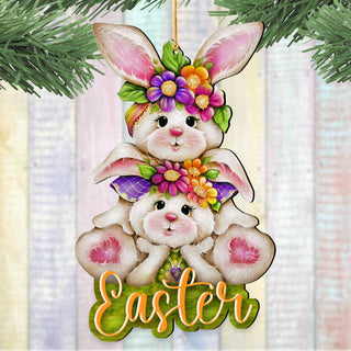 Handcrafted Easter Tree Decor - Easter Bunny Wooden Ornaments - Spring Home Decorations by J. Mills-Price - 8652829