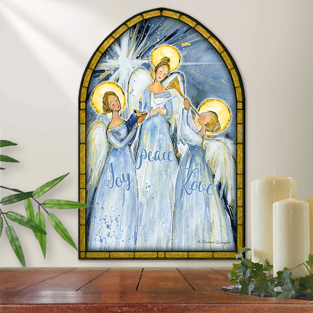 Handcrafted Wooden Joy Peace Love Door Hanger – Rustic Christmas Holiday Decoration for Front Door by G. DeBrekht - Christmas Decor – 8652833H