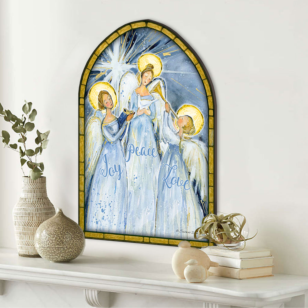 Handcrafted Wooden Joy Peace Love Door Hanger – Rustic Christmas Holiday Decoration for Front Door by G. DeBrekht - Christmas Decor – 8652833H