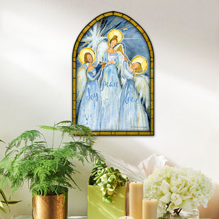 Handcrafted Wooden Joy Peace Love Door Hanger – Rustic Christmas Holiday Decoration for Front Door by G. DeBrekht - Christmas Decor – 8652833H