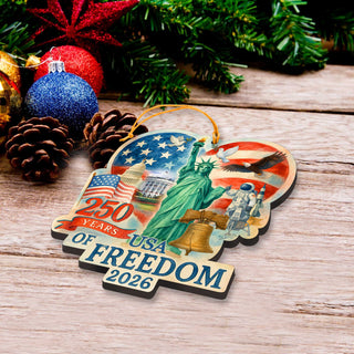 250th Anniversary Heart Ornament by G. DeBrekht - American Patriotic Decor – 8652842-3