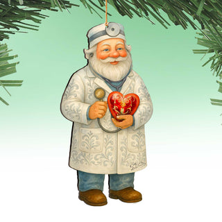 Doctor Santa Ornament – Handcrafted Wooden Christmas Tree Decoration by G. DeBrekht - Christmas Santa Snowman Decor - 8652847