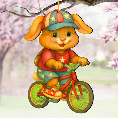 Spring Bunny Bicycle Wooden Ornaments - Easter Spring Decoration - Easter Gift by G. Debrekht - 8652851