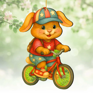 Spring Bunny Bicycle Wooden Ornaments - Easter Spring Decoration - Easter Gift by G. Debrekht - 8652851