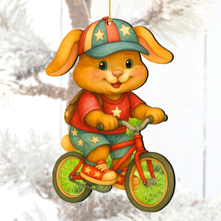 Spring Bunny Bicycle Wooden Ornaments - Easter Spring Decoration - Easter Gift by G. Debrekht - 8652851