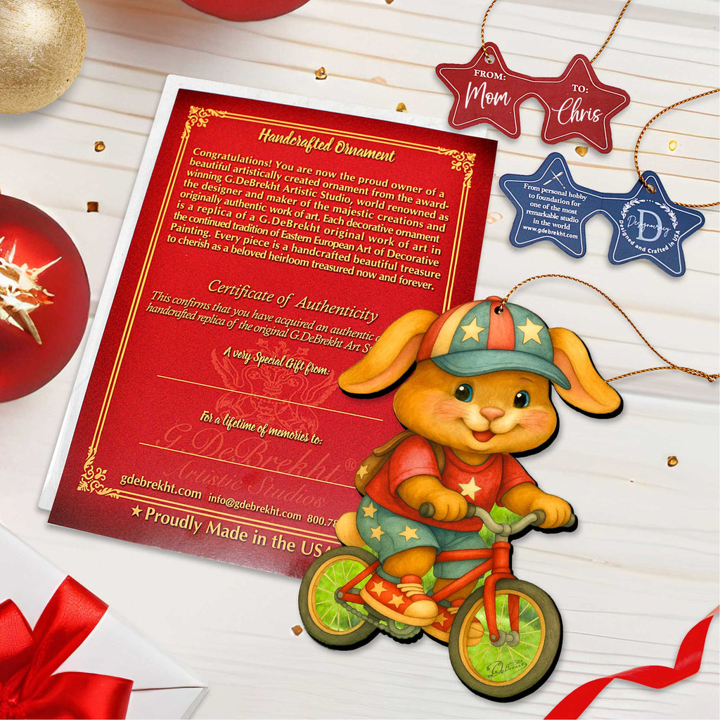 Spring Bunny Bicycle Wooden Ornaments - Easter Spring Decoration - Easter Gift by G. Debrekht - 8652851