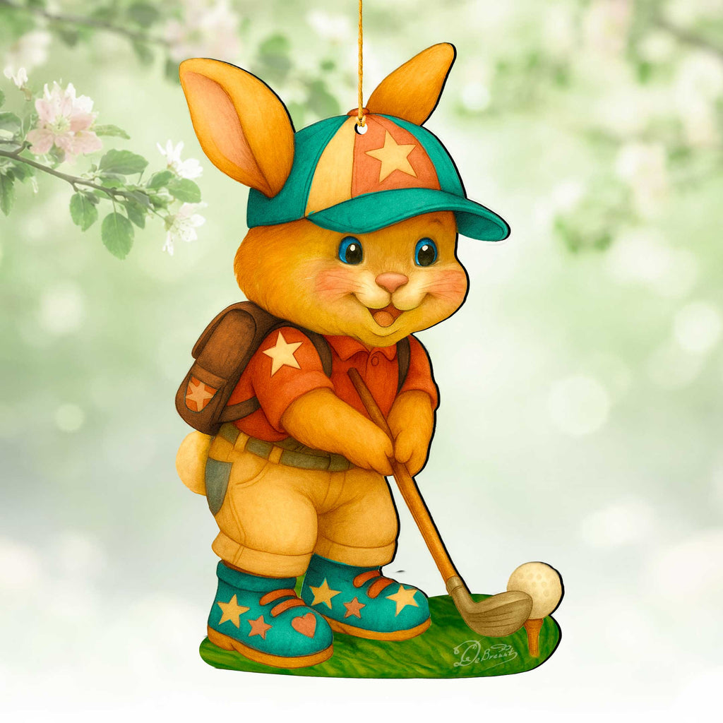 Golfing Bunny Wooden Ornaments - Easter Spring Decoration - Easter Gift by G. Debrekht - 8652853