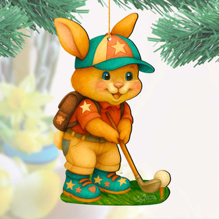 Golfing Bunny Wooden Ornaments - Easter Spring Decoration - Easter Gift by G. Debrekht - 8652853
