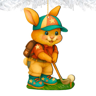 Golfing Bunny Wooden Ornaments - Easter Spring Decoration - Easter Gift by G. Debrekht - 8652853