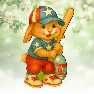 Baseball Bunny Wooden Ornaments - Easter Spring Decoration - Easter Gift by G. Debrekht - 8652854