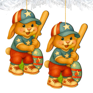 Baseball Bunny Wooden Ornaments - Easter Spring Decoration - Easter Gift by G. Debrekht - 8652854