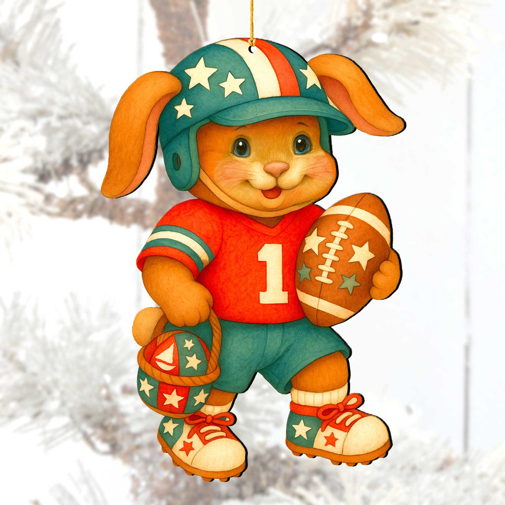 Football Bunny Wooden Ornaments - Easter Spring Decoration - Easter Gift by G. Debrekht - 8652855