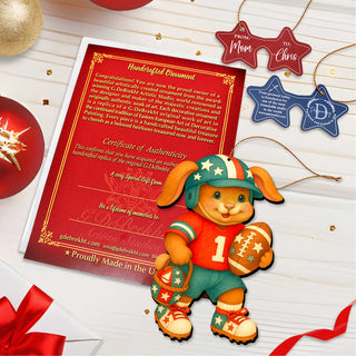 Football Bunny Wooden Ornaments - Easter Spring Decoration - Easter Gift by G. Debrekht - 8652855