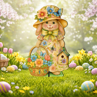 Spring Bunny Garden Décor – Handcrafted Wooden Easter Bunny Yard & Porch Decoration by G.Debrekht - 8652865F