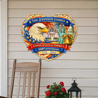 Personalized 250 Years of Freedom Door Hanger – Custom Family Name Patriotic Wall Decor 1776–2026 – 8652874H