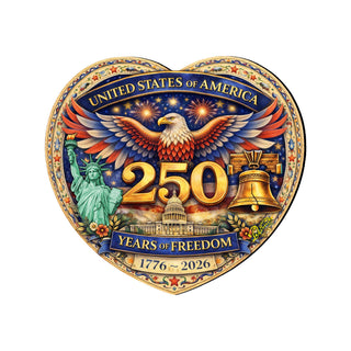 Patriotic 250 Years of Freedom Heart Eco Wood Magnets Set of 6 by G. Debrekht - 8652875G-S6