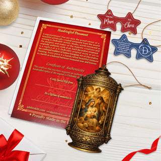 Holy Family Scene Holiday Wooden Ornaments by G. DeBrekht - Nativity Holiday Decor - 8652875