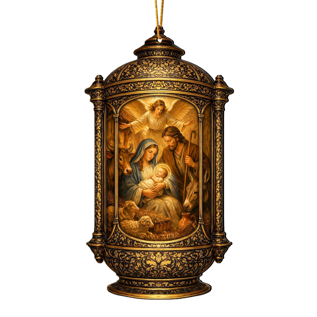 Holy Family Scene Holiday Wooden Ornaments by G. DeBrekht - Nativity Holiday Decor - 8652875