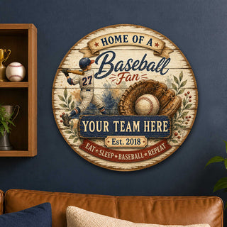 Personalized Baseball Fan Wall Decor – Custom Baseball Name Sign – 19x19 Rustic Sports Wall Art by G.Debrekht - 8652877H
