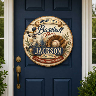 Personalized Baseball Fan Wall Decor – Custom Baseball Name Sign – 19x19 Rustic Sports Wall Art by G.Debrekht - 8652877H