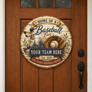 Personalized Baseball Fan Wall Decor – Custom Baseball Name Sign – 19x19 Rustic Sports Wall Art by G.Debrekht - 8652877H