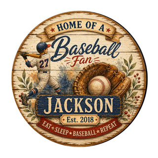 Personalized Baseball Fan Wall Decor – Custom Baseball Name Sign – 19x19 Rustic Sports Wall Art by G.Debrekht - 8652877H