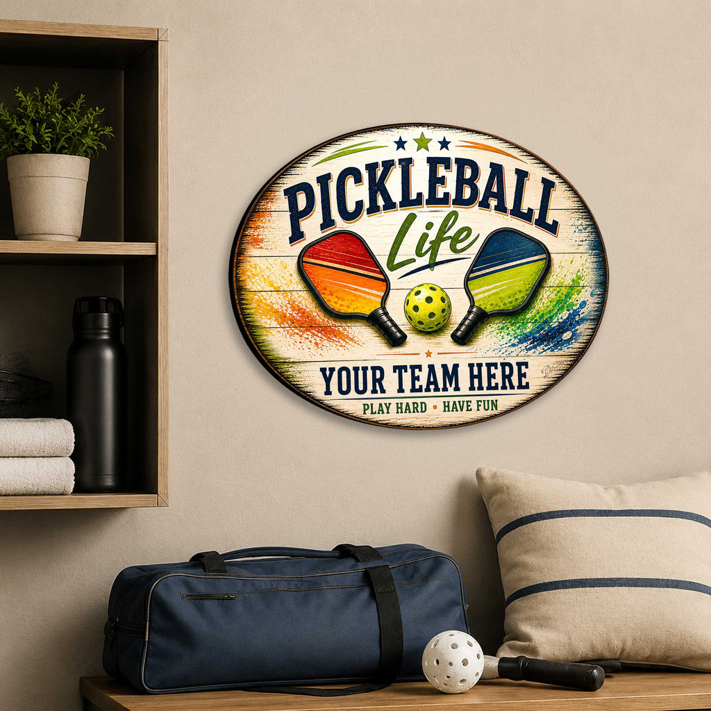 Personalized Pickleball Life Wall Decor – Custom Pickleball Name Sign – 19x19 Round Sports Wall Art by G.Debrekht - 8652879H