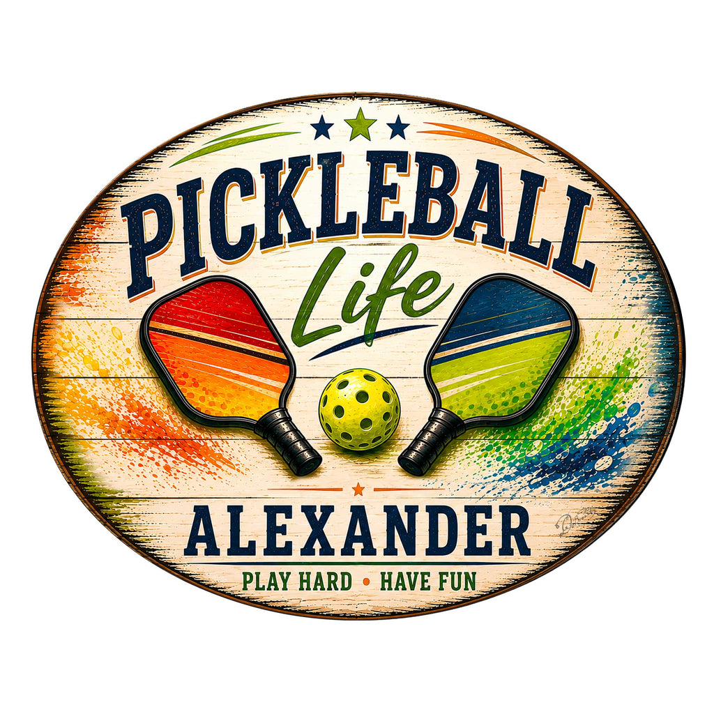 Personalized Pickleball Life Wall Decor – Custom Pickleball Name Sign – 19x19 Round Sports Wall Art by G.Debrekht - 8652879H