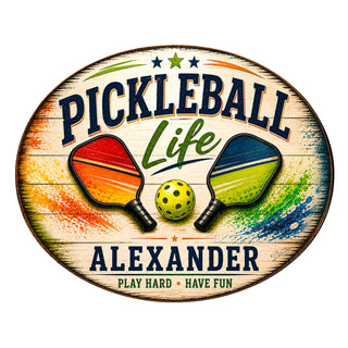 Personalized Pickleball Life Wall Decor – Custom Pickleball Name Sign – 19x19 Round Sports Wall Art by G.Debrekht - 8652879H