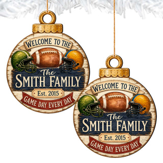 Personalized Football Family Ornament – Custom Football Christmas Ornament – Rustic Sports Tree Decor by G.Debrekht - 8652882