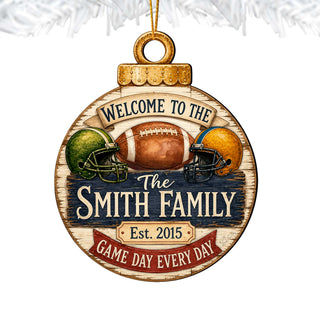 Personalized Football Family Ornament – Custom Football Christmas Ornament – Rustic Sports Tree Decor by G.Debrekht - 8652882