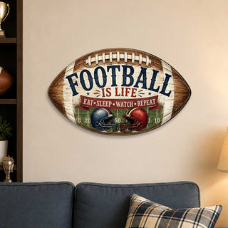 Football Is Life Door Hanger – Rustic Football Sports Sign – 19x19 Football Wall Decor by G.Debrekht - 8652883H