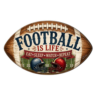Football Is Life Door Hanger – Rustic Football Sports Sign – 19x19 Football Wall Decor by G.Debrekht - 8652883H