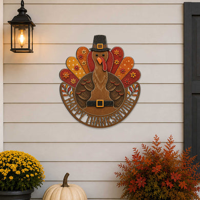 Thanksgiving Turkey Wooden Door Hanger – Handcrafted Wooden Fall Door Décor - 8652900H