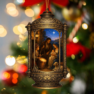 Holy Family Nativity Lantern Wooden Christmas Ornament – Religious Holiday Décor by G. Debrekht – 8652905